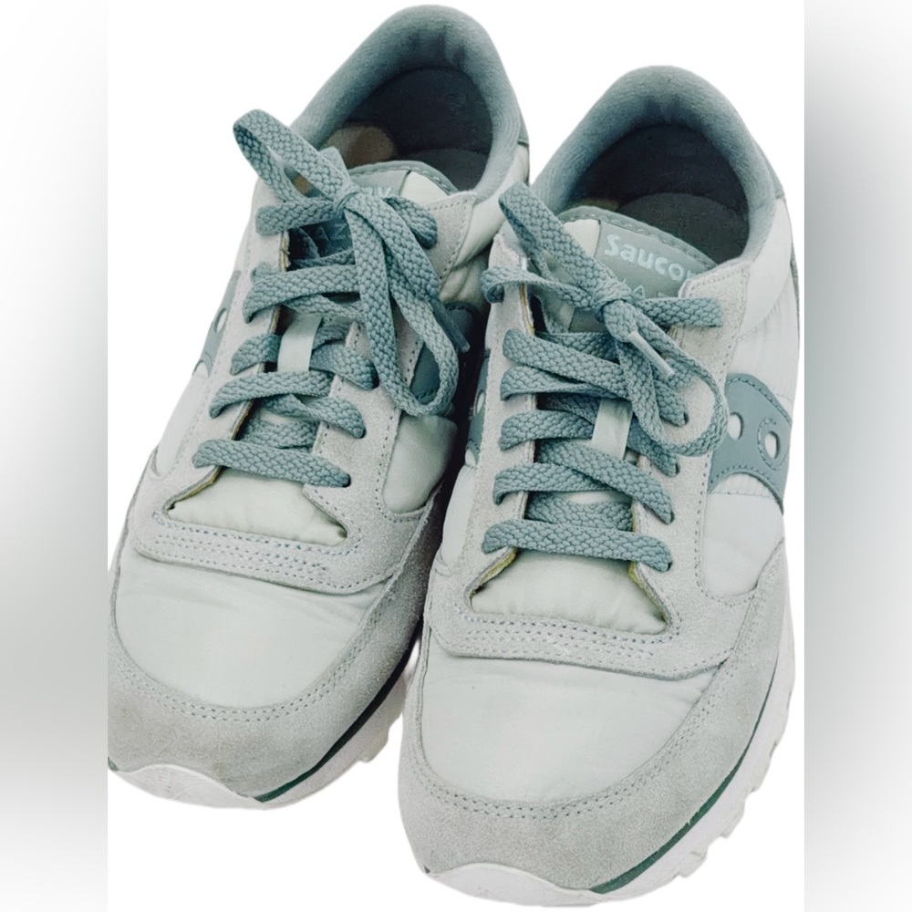 Saucony Cool Gray, and White Sneakers women’s size 9 1/2